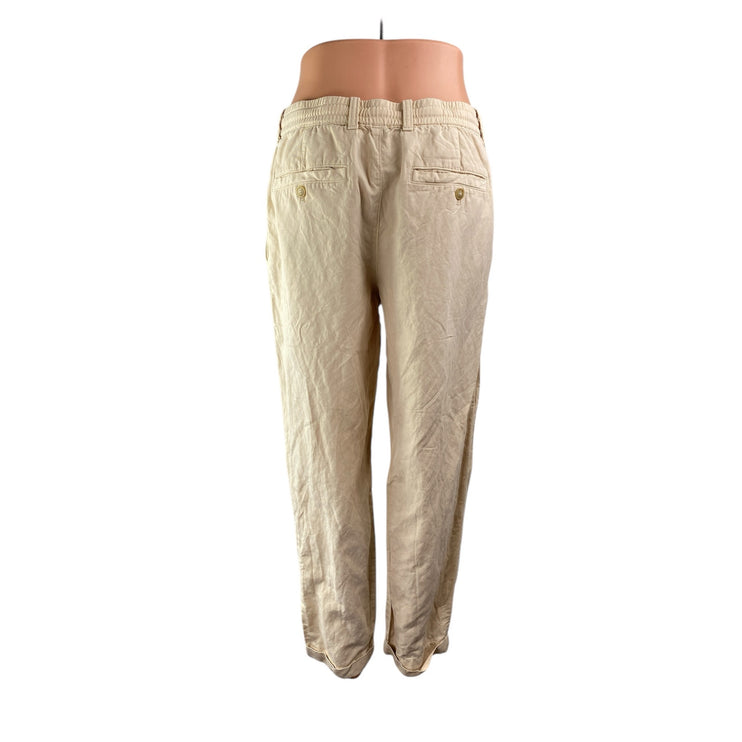 MNG Mango Women's Beige Khaki Drawstring Utility Straight Trousers Pants Size 31