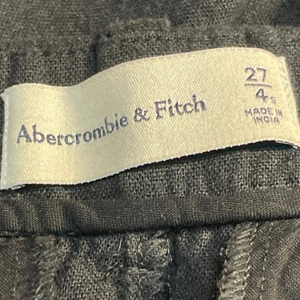 Abercrombie & Fitch Women's Dark Gray Linen Pleated Wide Leg Trouser Pants Sz 27
