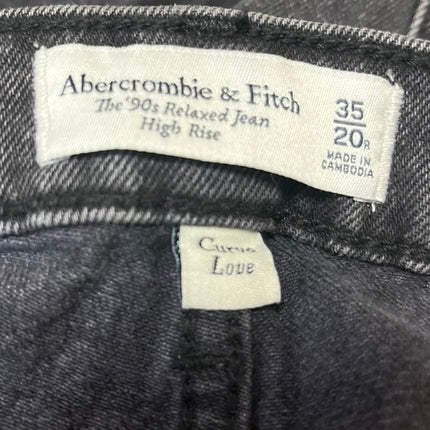 Abercrombie & Fitch The 90s Relaxed High Rise Black Straight Denim Jeans Size 35