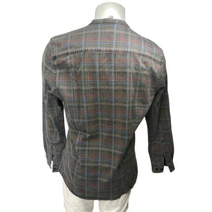 ASOS Men's Gray Multicolor Plaid Flannel Long Sleeve Button Up Shirt Top Size L
