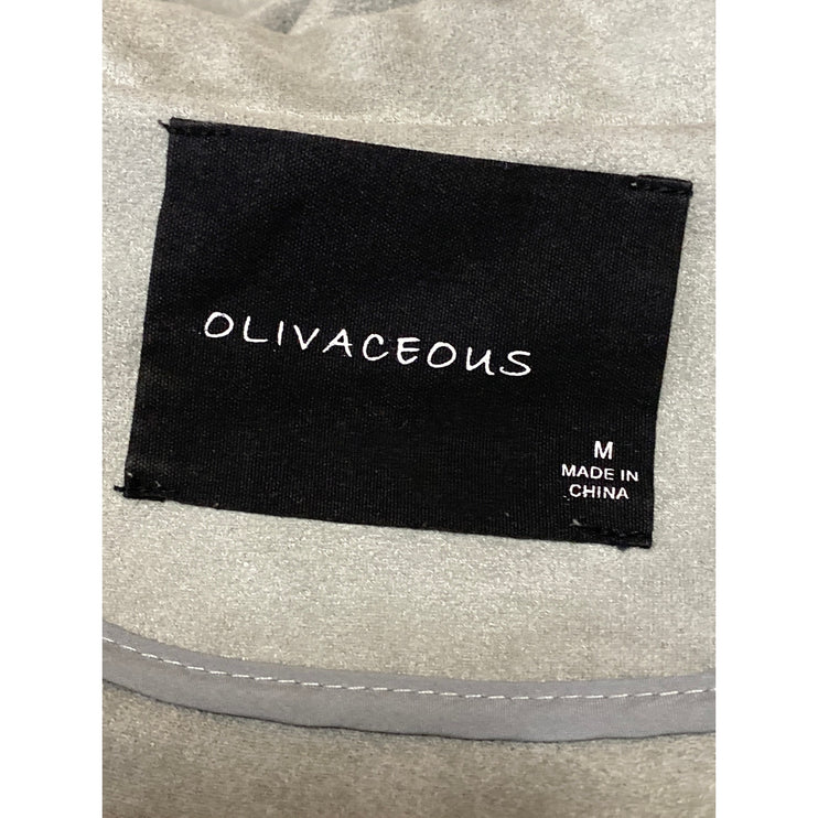 Olivaceous Women's Gray Faux Suede Collar Asymmetric Zip Up Moto Coat Jacket M
