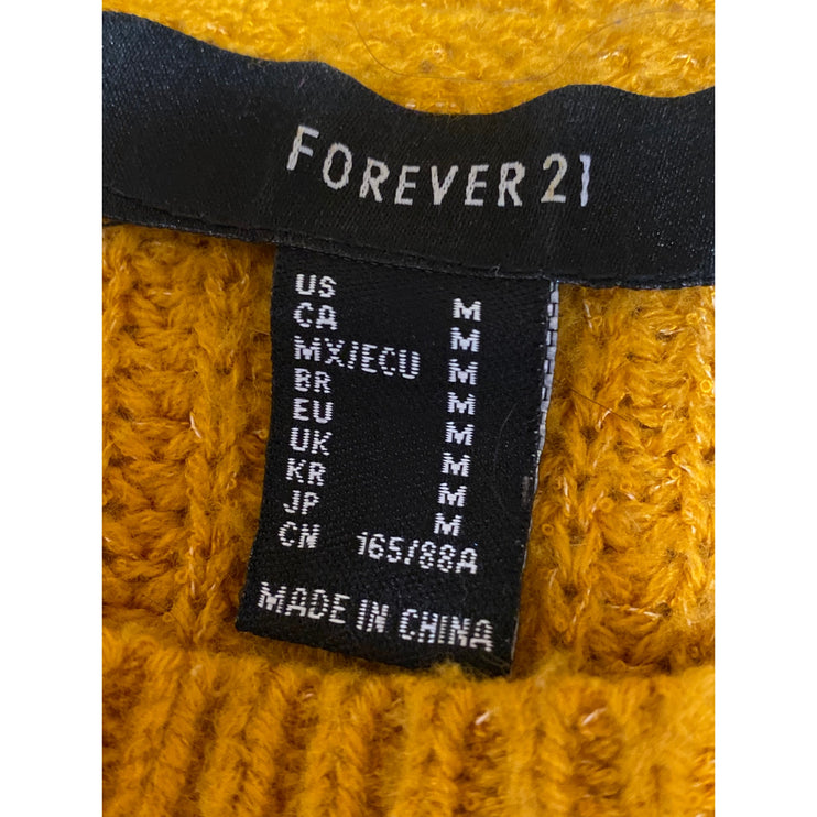 Forever 21 Mustard Yellow Ribbed Knit Long Sleeve Crew Neck Sweater Top Size M