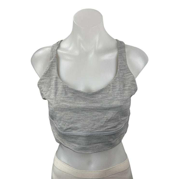 Lululemon Energy Gray Crossback Yoga Workout Athletic Sports Bra Crop Top Sz 12
