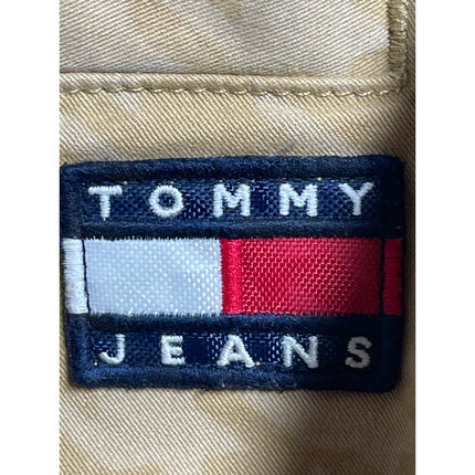 Tommy Jeans Womens Beige Houndstooth High Rise Wide Leg Trousers Dress Pants L