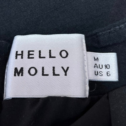Hello Molly Black Linen Slit Zipper Casual Mini Straight Pencil Skirt Size 6