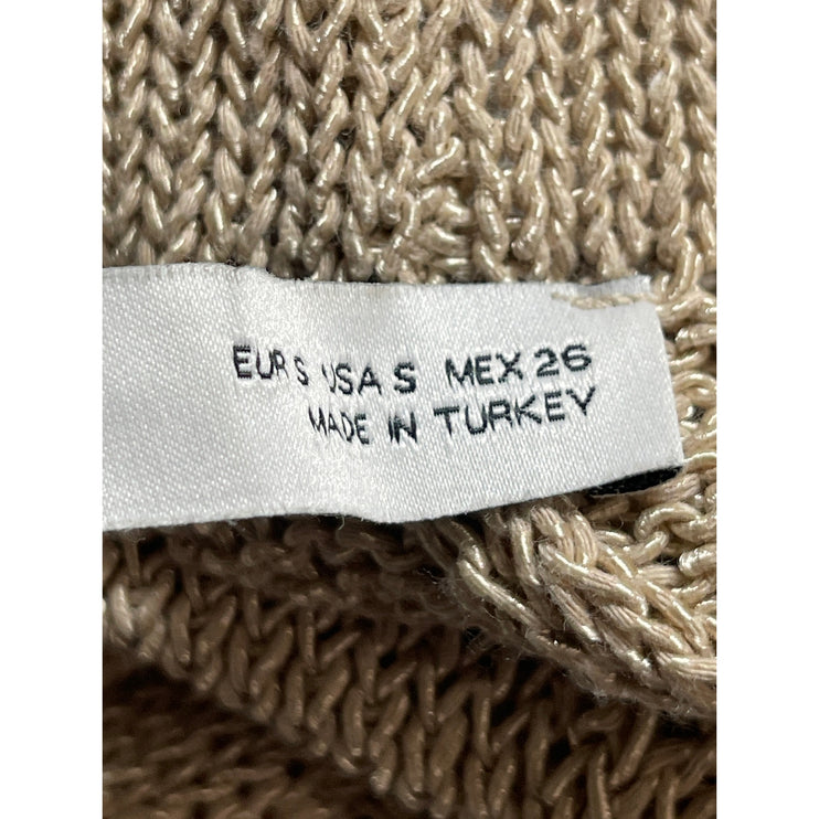 Zara Women's Beige Knit High Waisted Wide Leg Flare Trousers Lounge Pants Size S