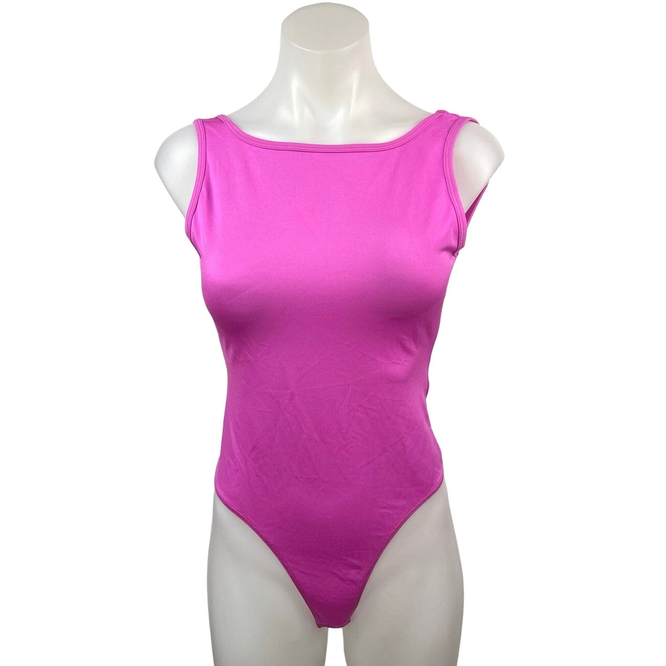 Re Done x Danskin Pink Boat Neck Sleeveless Open Back Thong Bodysuit T Brie