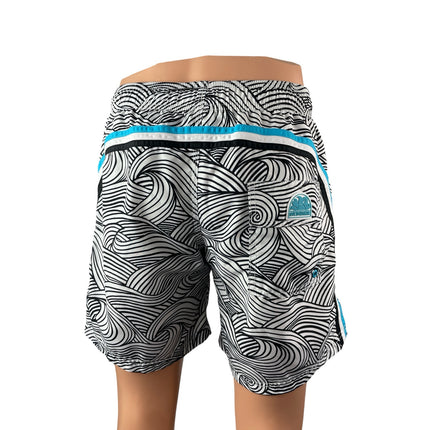 Sundek Art Wavy Line High Rise Athletic Activewear Boxer Swim Trunks Shorts Sz M