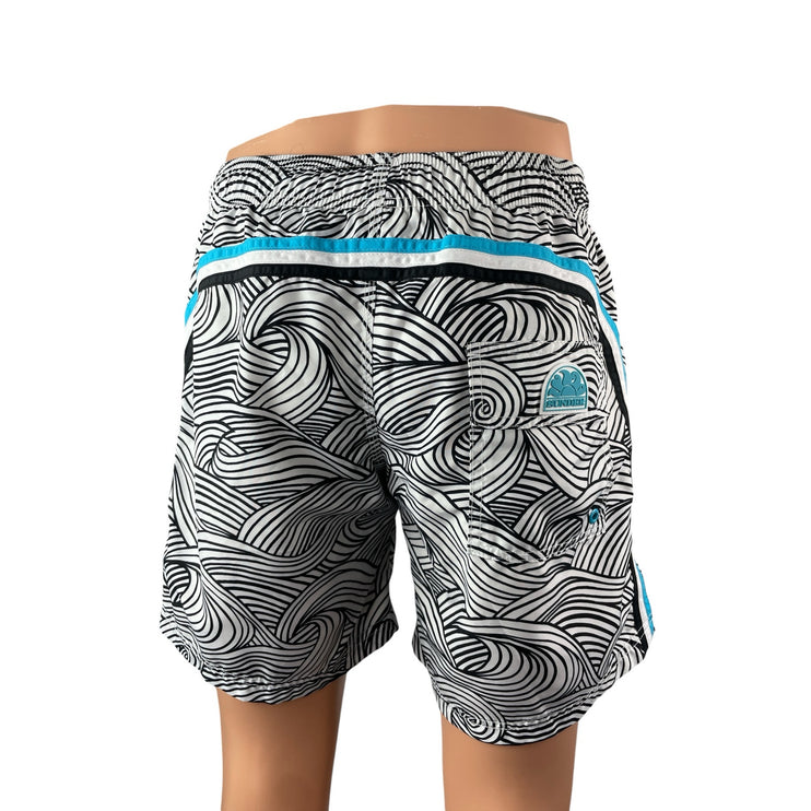 Sundek Art Wavy Line High Rise Athletic Activewear Boxer Swim Trunks Shorts Sz M