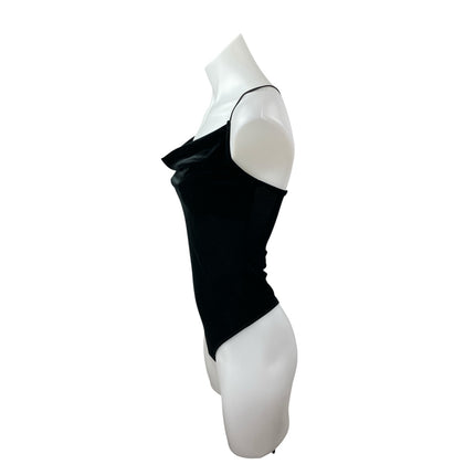Abercrombie & Fitch Drape Cowl Neck Black Velvet Velour Cami Tank Bodysuit Top S