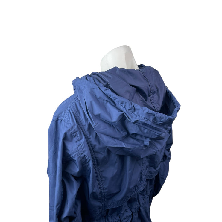 NEW Bonnie Alex Women's Blue Hooded Long Sleeve Parka Rain Coat Jacket Size M/L