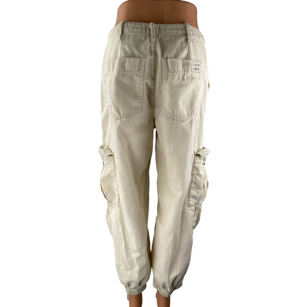 Urban Outfitters BDG White High Waist Jogger Utility Cargo Trousers Pants Size M
