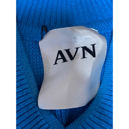 AVN Women's Blue Sleeveless V Neck Knit Boxy Crop Tank Sweater Vest Top Size 12