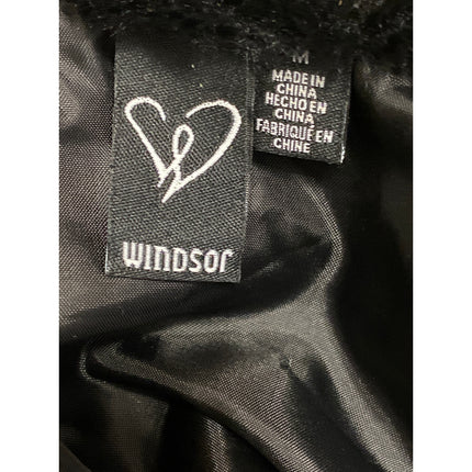 Windsor Women's Black Faux Fur Fuzzy Teddy Long Sleeve Cropped Blazer Jacket M