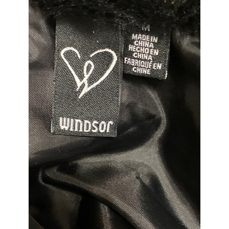 Windsor Women's Black Faux Fur Fuzzy Teddy Long Sleeve Cropped Blazer Jacket M