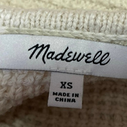 Madewell Cream Beige Waffle Knit Button Up Short Sleeve Cardigan Top Size XS