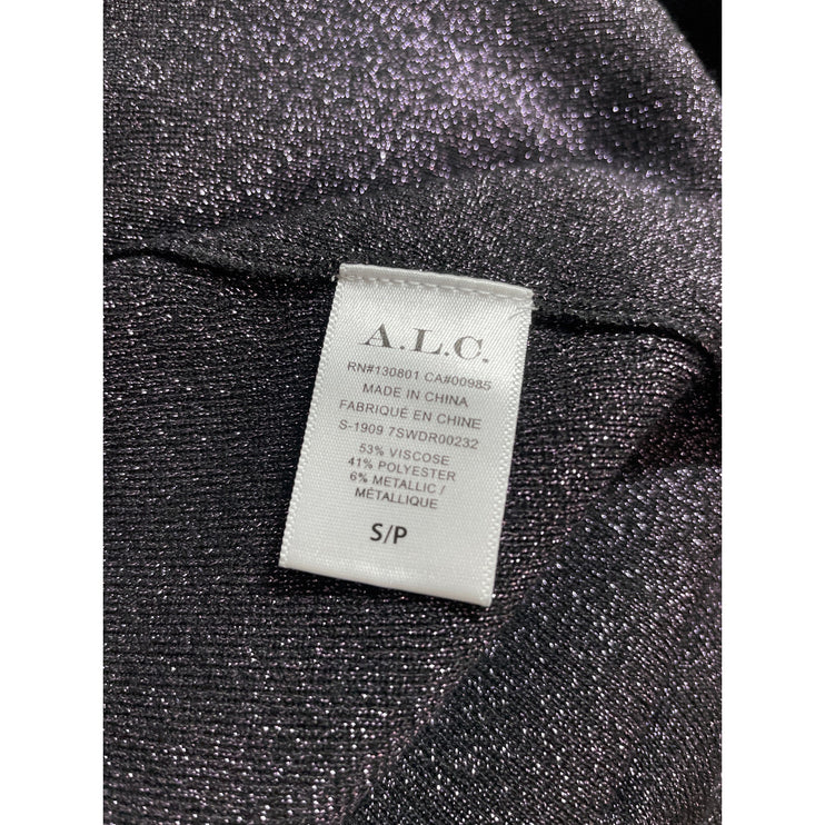 A.L.C. Serafina Shimmer Metallic Knit Slit Long Sleeve Midi Flare A-Line Dress S