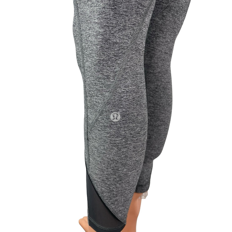 Lululemon Inspire Tight II Gray Mesh Mid Rise Yoga Athletic Leggings Pants Sz 4