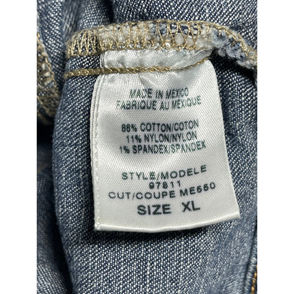 Guess Women's Blue Long Sleeve Pocket Full Zip Trucker Denim Jean Jacket Size XL