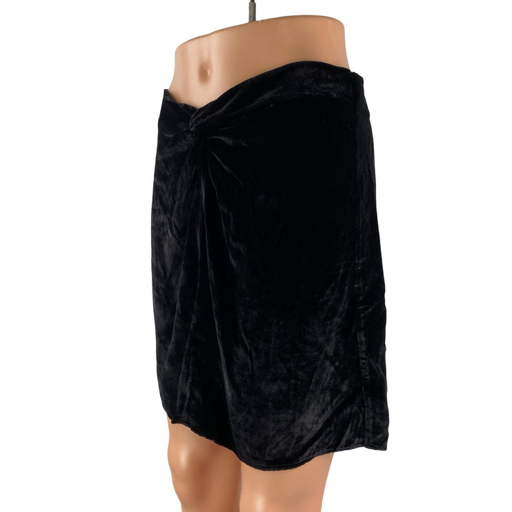 Reformation Harri Womens Black Velvet Velour Knot High Rise Mini Bodycon Skirt 6