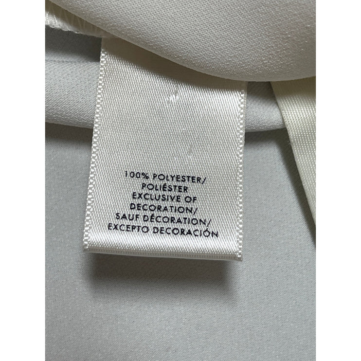 Ann Taylor White Black Half Sleeve Pleated Stripe Boat Neck Blouse Top Size M