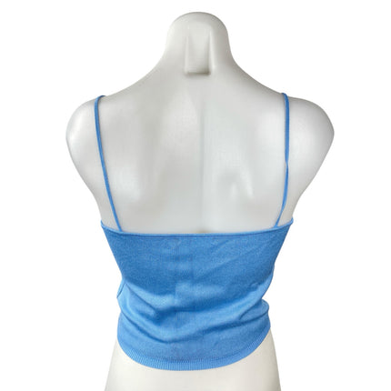 Baevely Womens Blue Smiley Print Sleeveless Cami Camisole Crop Tank Top Size S