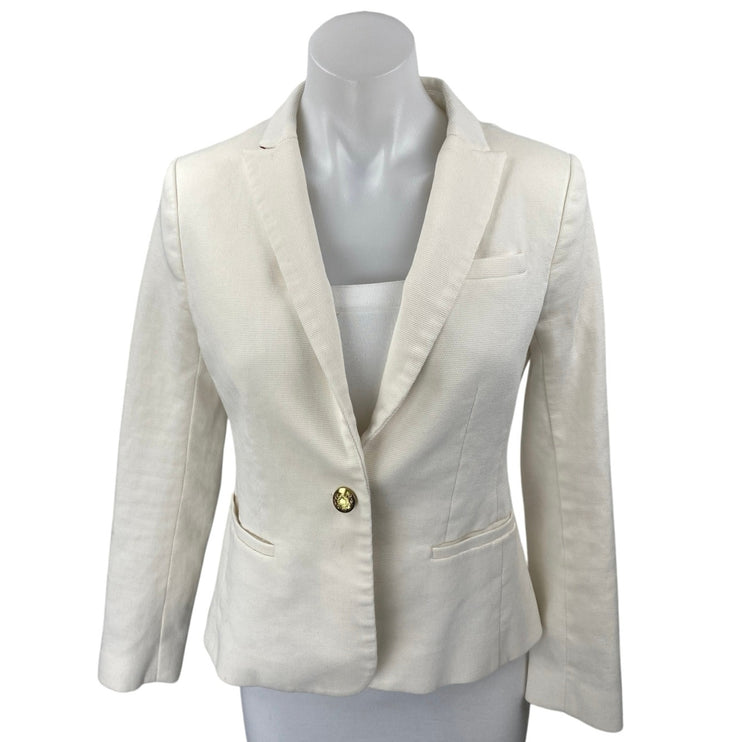 Banana Republic Women's White Twill Long Sleeve One Button Blazer Coat Jacket 4