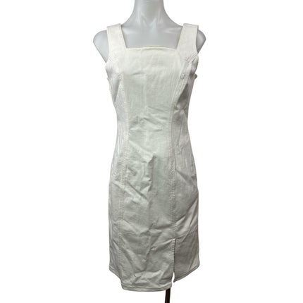 J.Crew White Square Neck Sleeveless Slit Zipper Mini Tank A-Line Denim Dress 4