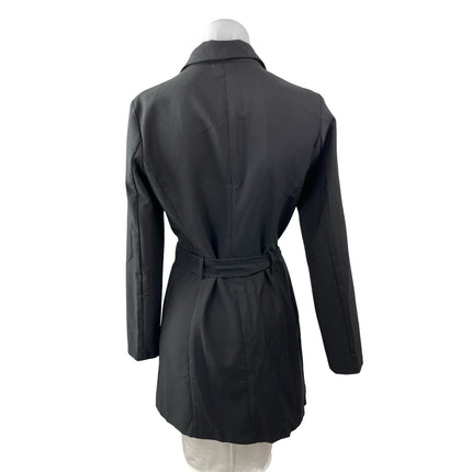 HAVE Women's Black Long Sleeve Double Breasted Belted Trench Coat Jacket Size S