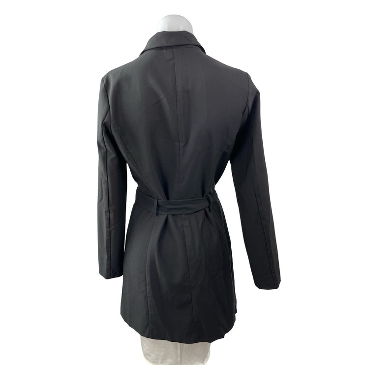 HAVE Women's Black Long Sleeve Double Breasted Belted Trench Coat Jacket Size S