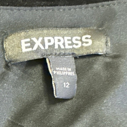 Express Black Velvet Velour Gold Studded Open Back Mini Bodycon Sweater Dress 12
