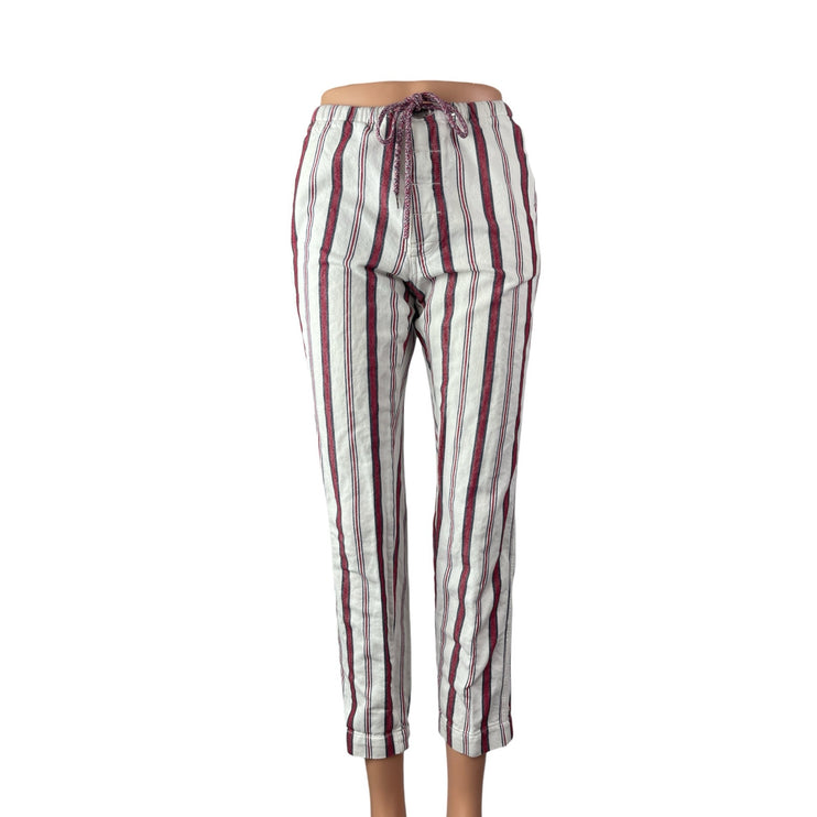 Zadig & Voltaire Womens White Red Striped Straight Leg Trousers Pants Size 6