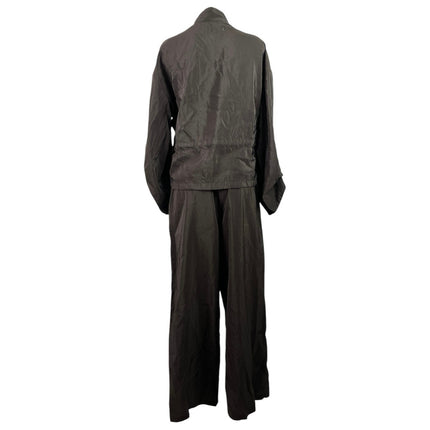 Zara Women's Olive Green Utility Tie Zip Up Jacket Pants 2 Piece Set Size M