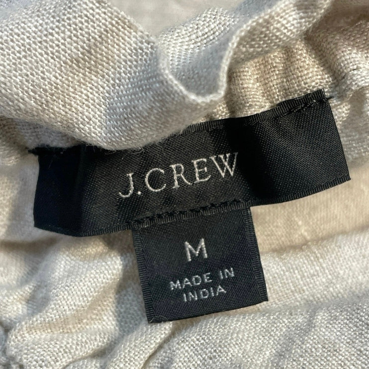 J.Crew Beige 100% Linen Tie Strap Sleeveless Ruffle Cami Camisole Tank Top Sz M