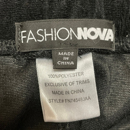 Fashion Nova velvet Velour Saint Rhinestone High Rise Cargo Trousers Pants Sz L