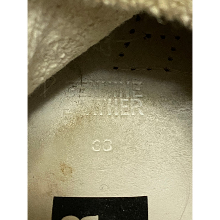 Golden Goose Mid Star Beige Leather Lace Up Round Toe  Mid Top Sneakers Size 7.5