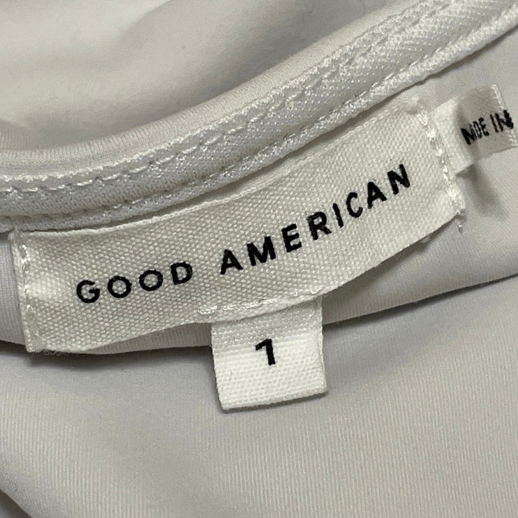 Good American Women's White Scoop Neck Sleeveless Cami Tank Crop Top Size 1