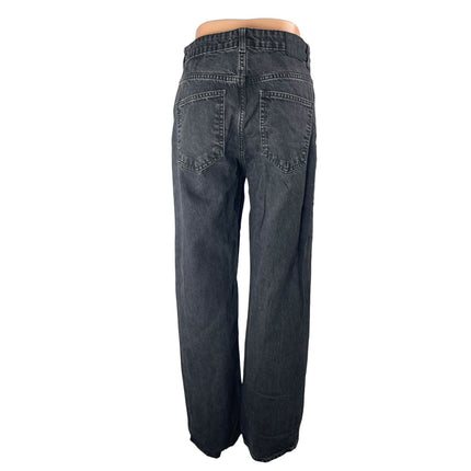 Zara Women's Black High Waisted Straight Wide Leg Baggy Denim Jeans Pants Size 6
