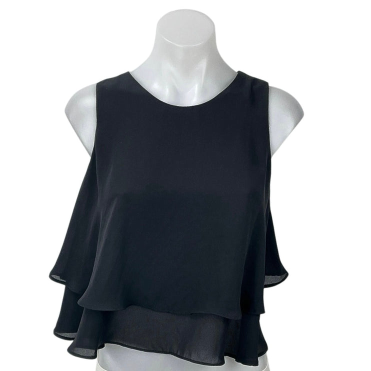 Zara Women's Black Sleeveless Tiered Ruffle Cami Camisole Tank Blouse Top Size S