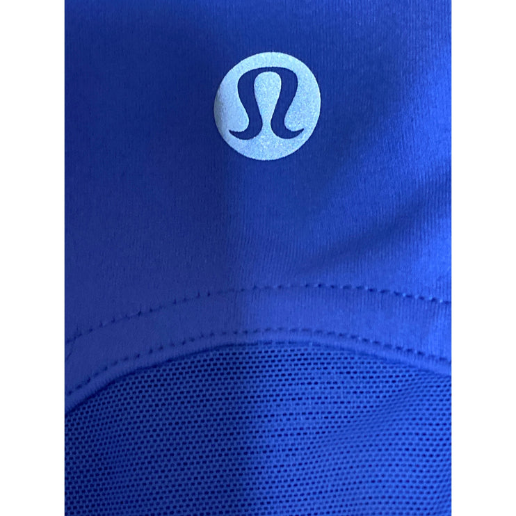 Lululemon Mesh Panelled Training Shelf Blue Yoga Athletic Tank Crop Top Size 8