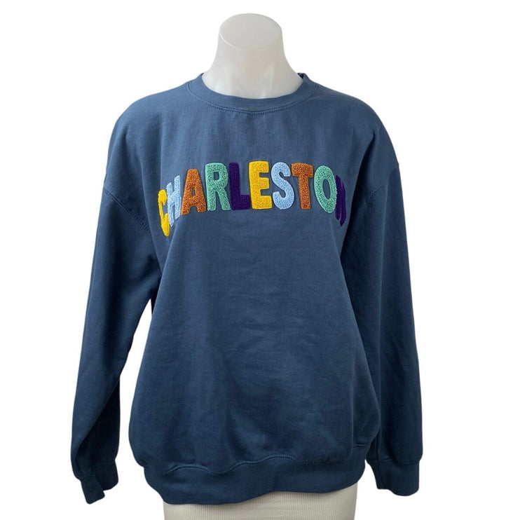 New York Popular Charleston Women's Blue Long Sleeve Sweater Sweatshirt Top L