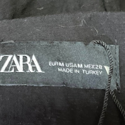 Zara Women's Black Linen High Waisted Pleated A Line Mini Casual Shorts Size M