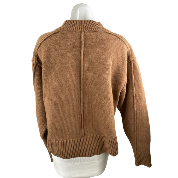 H&M Wool Cashmere Womens Brown Mock Neck Long Sleeve Sweatshirt Sweater Top Sz S