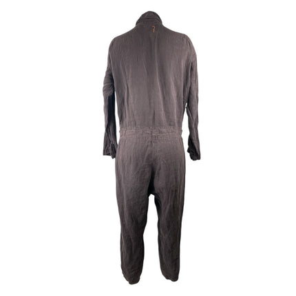 Matteo Women Black Long Sleeve Utility Cargo Denim Jean Coverall Jumpsuit Size S