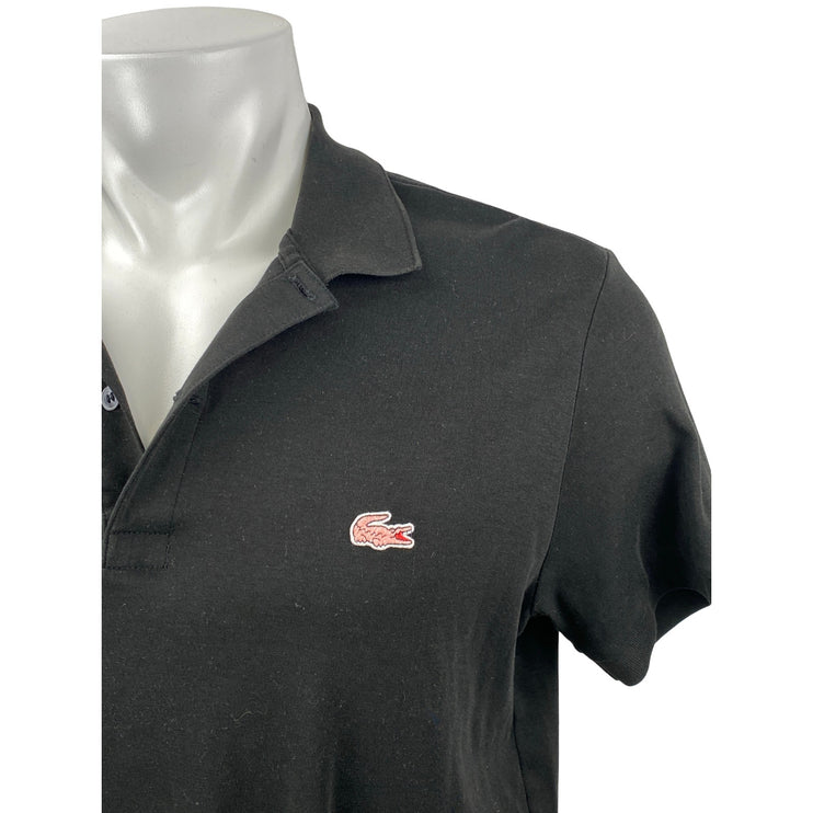 Lacoste Men's Black Logo Short Sleeve Golf Collared Casual Polo Shirt Top Size L