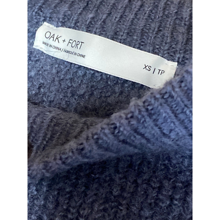 Oak + Fort Chunky Women's Blue Crew Neck Long Sleeve Sweatshirt Sweater Top XS