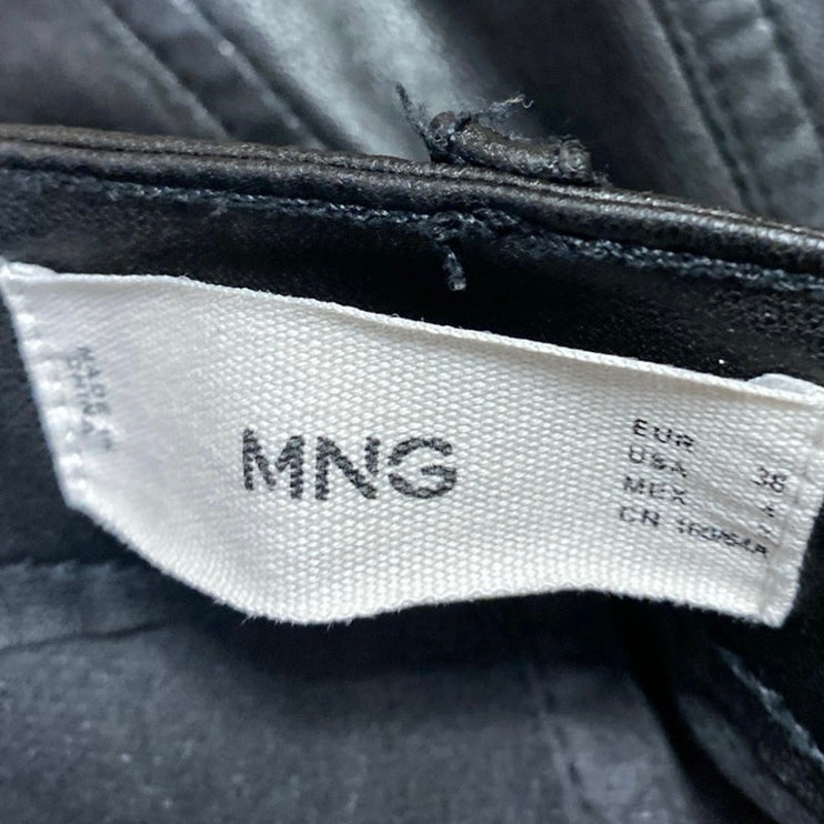MNG Mango Women's Black Faux Leather Vegan High Rise Trousers Pants Size 4