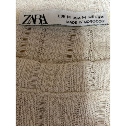 Zara Men's Beige Short Sleeve Ribbed Knit Crew Neck Sweater T Shirt Tee Top Sz M