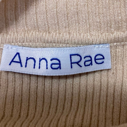 Anna Rae Women's Beige Tan Ribbed Knit Mockneck Cutout Long Sleeve Sweater Top M