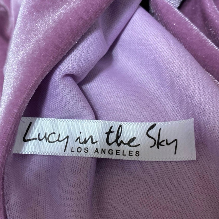 Lucy In The Sky Velvet Velour Purple Sleeveless Twist Mini Bodycon Dress Size S
